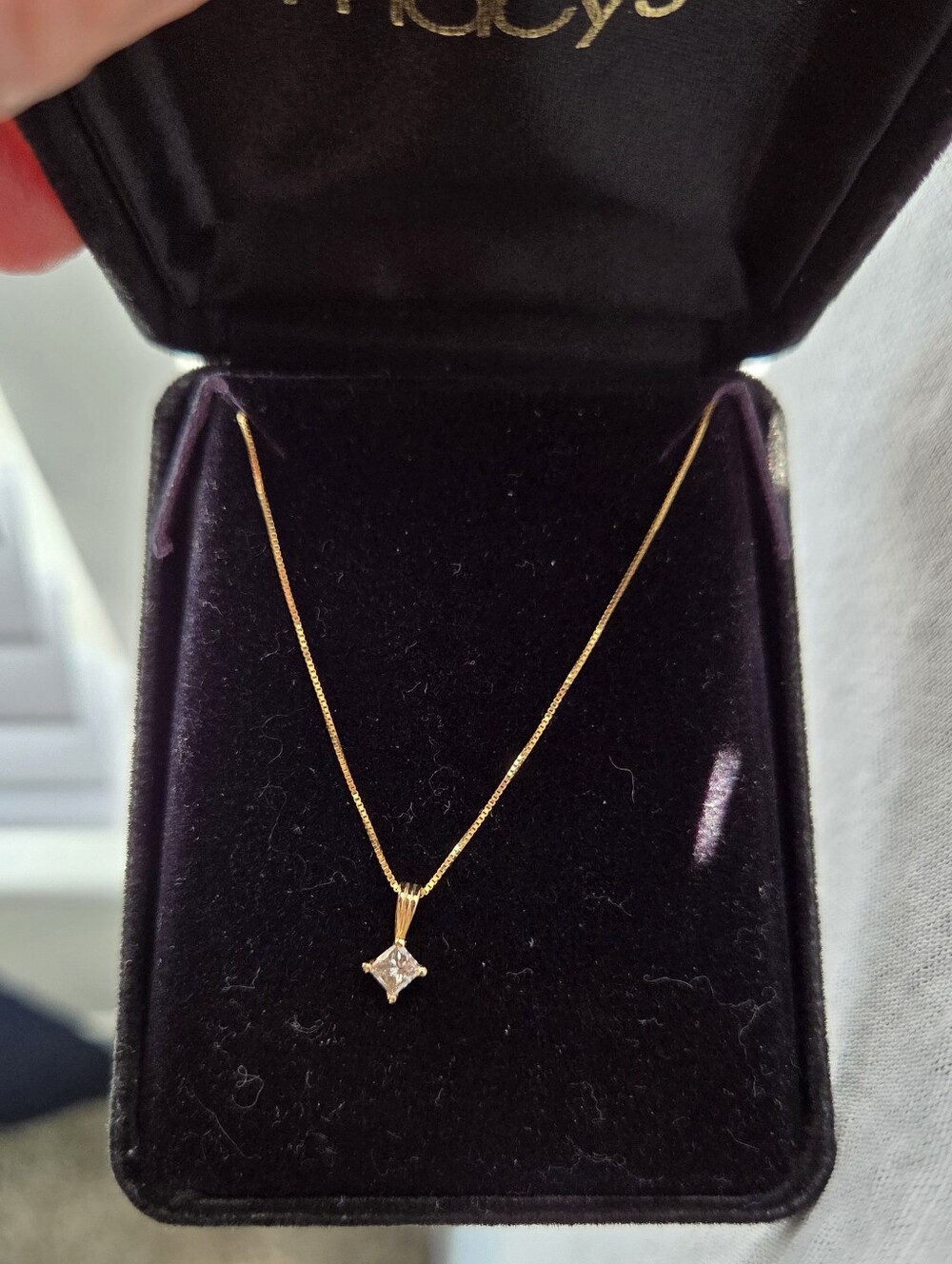 14k Gold 1/4 Cttw Princess Cut Diamond Pendant